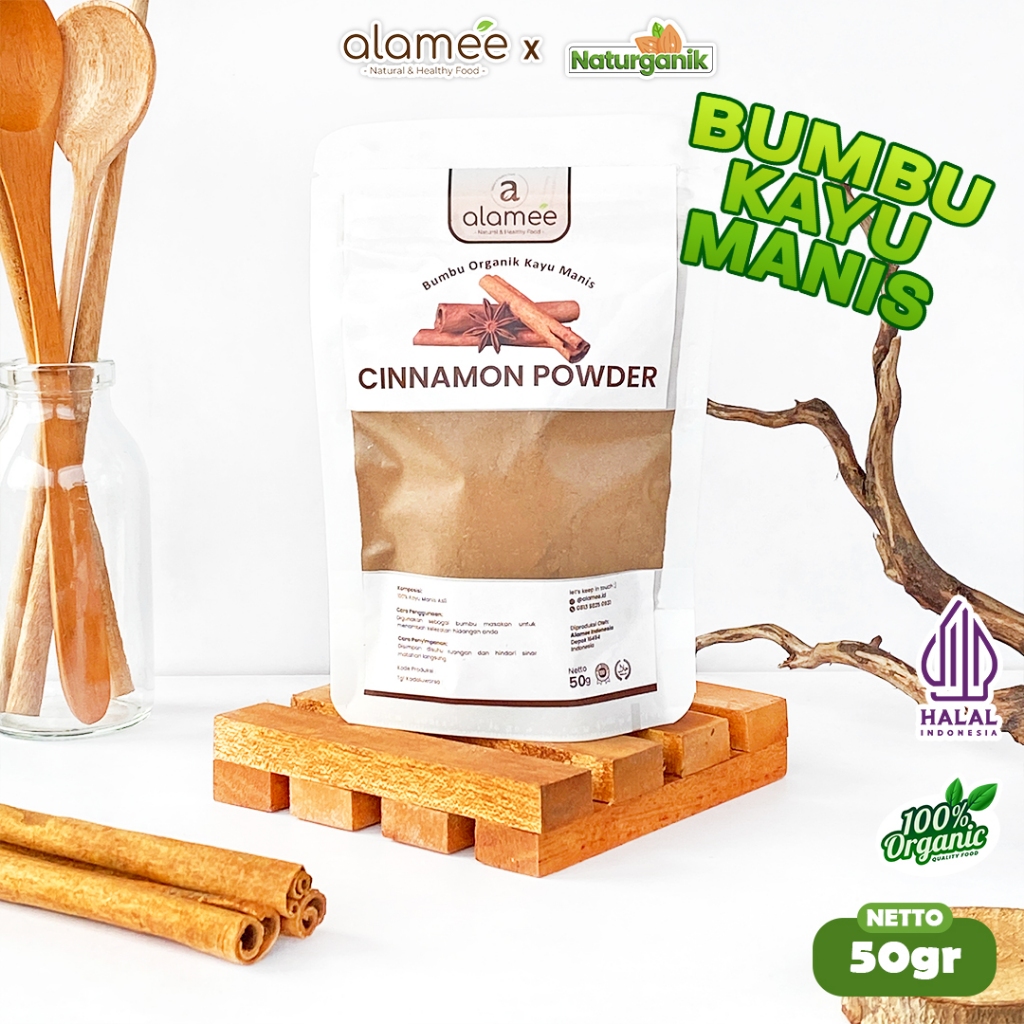 

ALAMEE Bubuk Kayu Manis Cinnamon Powder kayumanis Murni Seasoning Bumbu Organik 50 Gram Naturganik