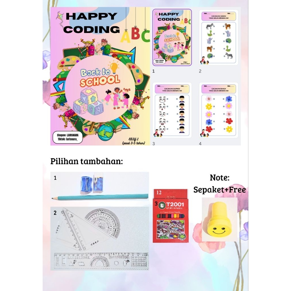 

Coding/Lembar kerja belajar anak PAUD/TK/SD (Isi 50 lembar)