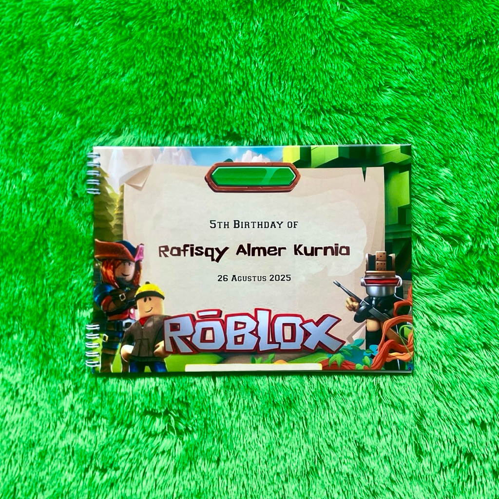 Buku Tamu Custom Roblox Ulang Tahun Anak – Desain Free Custom