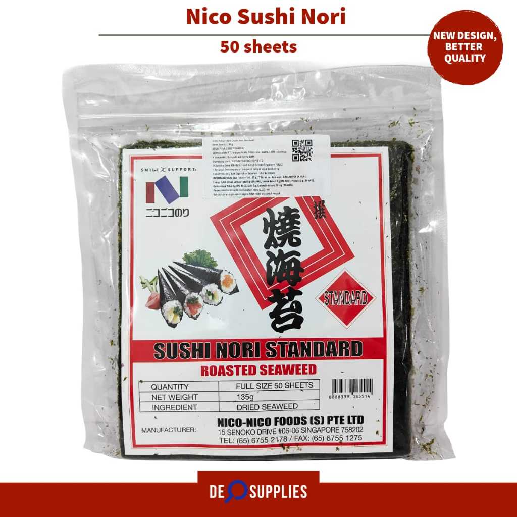 

Nico PREMIUM Sushi Nori 50 Sheets Nico-Nico - Roasted Seaweed Rumput Laut Sushi Singapore