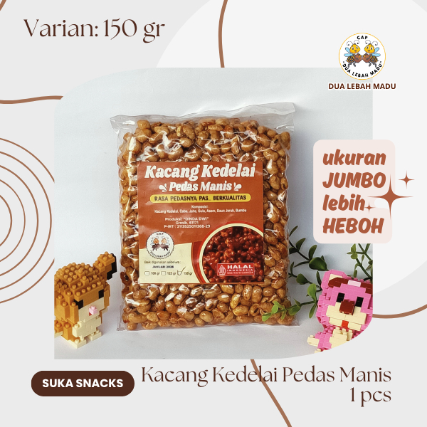 

SS - KACANG KEDELAI PEDAS MANIS JUMBO 150 GRAM - DUA LEBAH MADU - KACANG KEDELAI - CAMILAN PEDAS