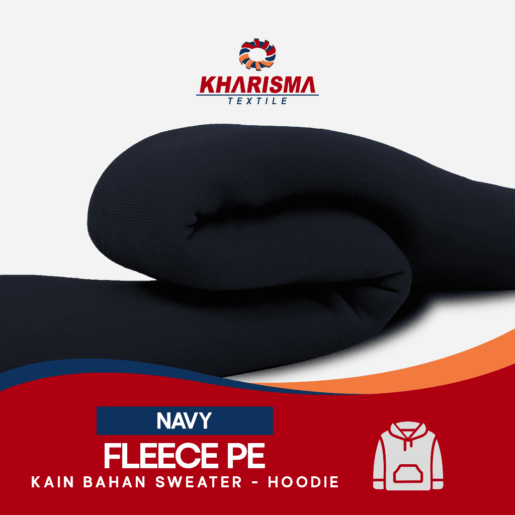 Bahan Jaket Sweater Kain Fleece PE Premium Warna Biru Dongker / Navy Kharisma Textile