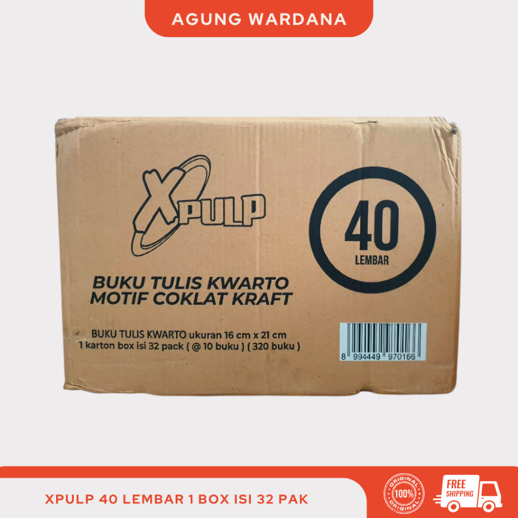 

BUKU TULIS XPULP 40 LEMBAR 1 BOX / DUS ISI 32 PAK (320 PCS)