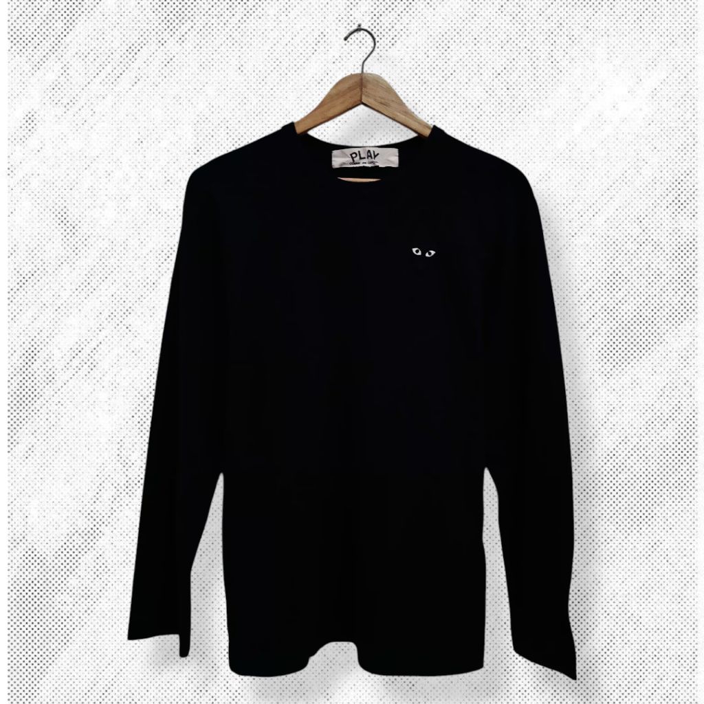 PLAY COMME DES GARCONS long Sleeve pria, kaos lengan panjang pria