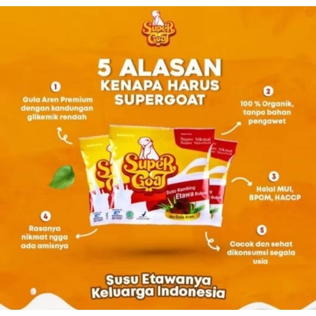 

SUPERGOAT Susu Kambing Etawa PERSACHET / Susu Kambing Gula Aren