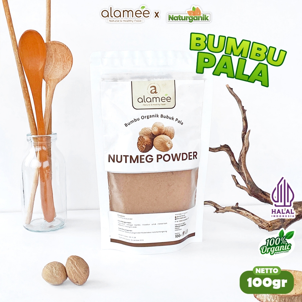 

ALAMEE Bubuk Pala Bumbu Dapur Nutmeg Powder Rempah Murni Asli Seasoning Organik 100 Gram Naturganik