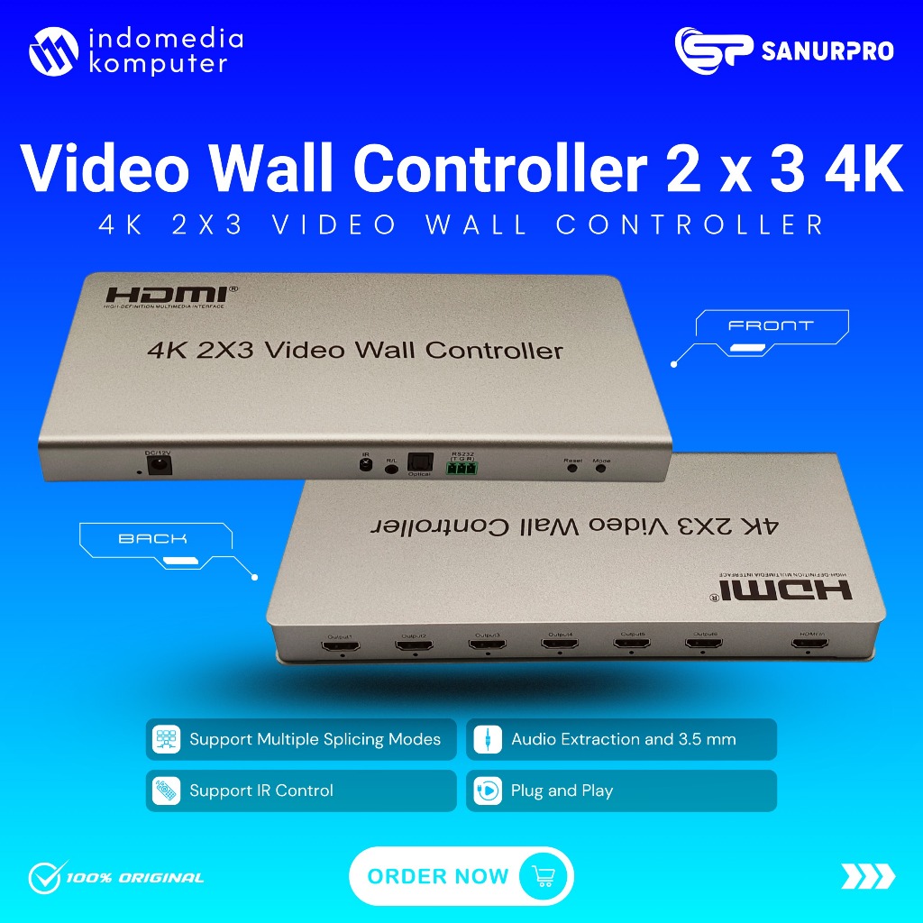 4K Video Wall Controller 2x3 HDMI TV Wall Processor 2x3 6 Screen Video Stitching Processor Splicer w