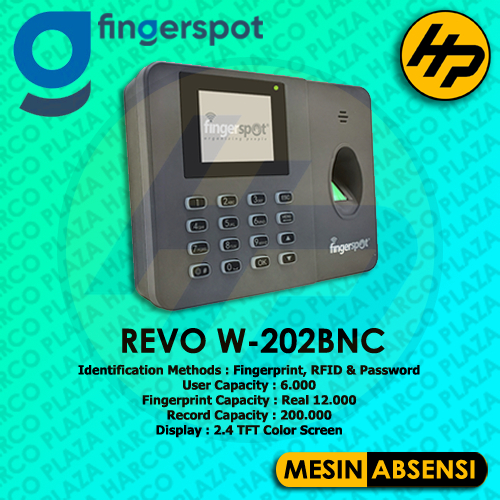 Mesin Absensi Fingerspot Revo W-202BNC Wifi + Battery - Fingerspot Revo W 202 BNC