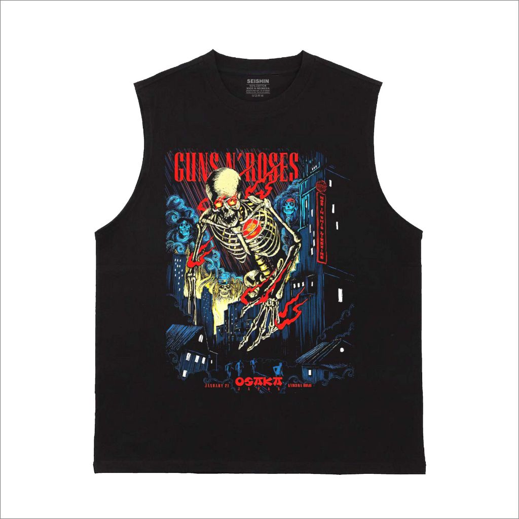 Seishin Tshirt Lekbong Guns n roses Osaka Kaos singlet Tanktop musik unisex Trendy Oblong Distro Kek