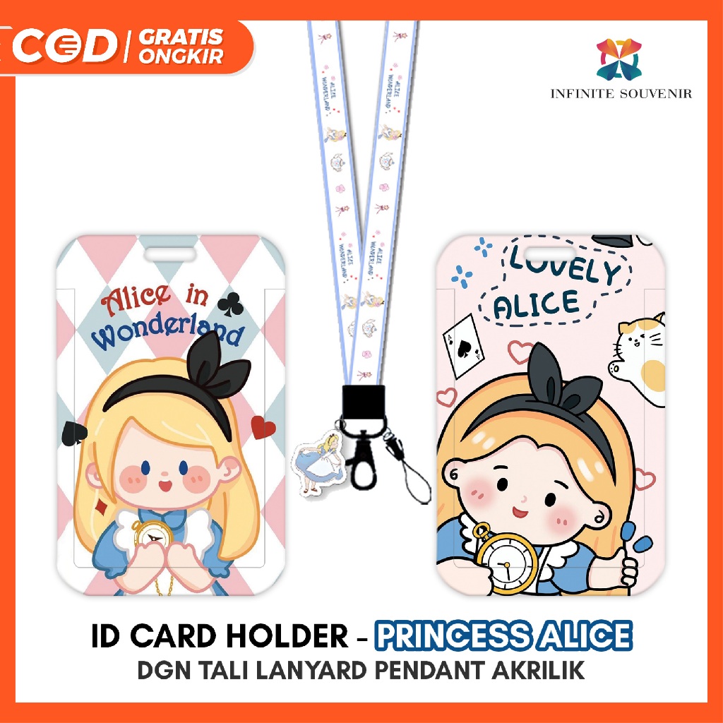 

[N003] PRINCESS ALICE / Name Tag ID Card Holder Alice dengan Tali Lanyard Pendant Akrilik