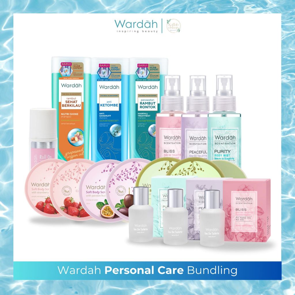 Wardah Paket Personal care || isi 6 (body scrub, body butter, shampo, Deo, body mist, edt) Harga Hem