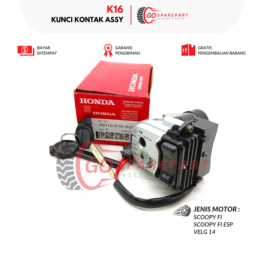 K16 KUNCI KONTAK ASSY MOTOR HONDA SCOOPY / SET KUNCI KONTAK ASSY MOTOR SCOOPY / RUMAH KUNCI KONTAK /