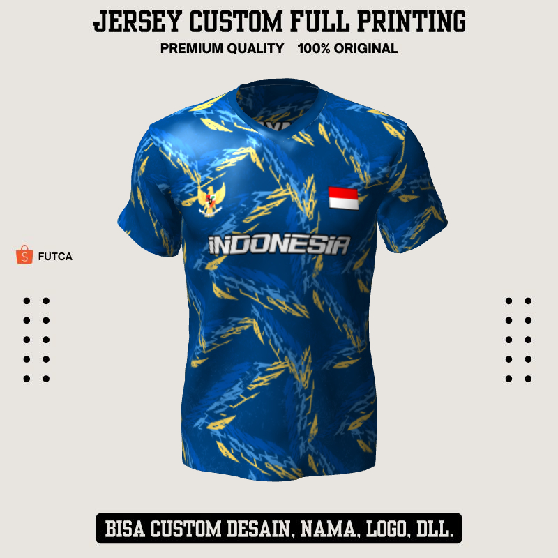 Kaos Jersey Futsal Biru Motif Abstrak 155 - Jersey Baju Olahraga Full Printing