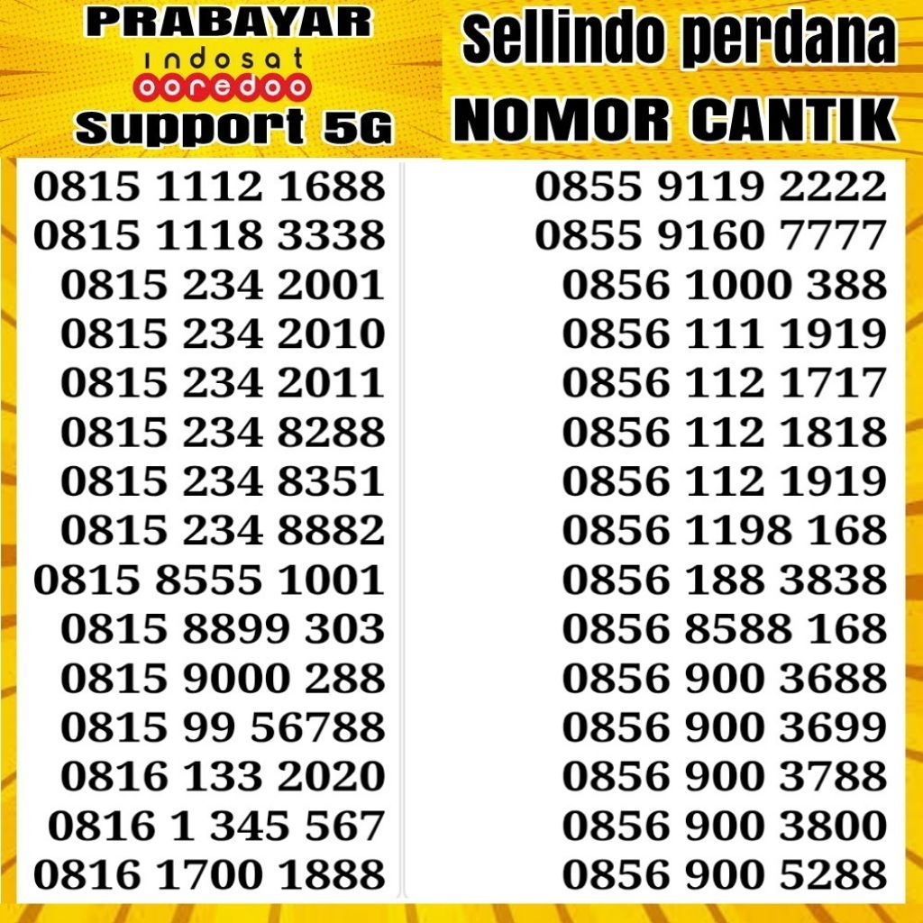 nomor cantik indosat kartu perdana nomor perdana