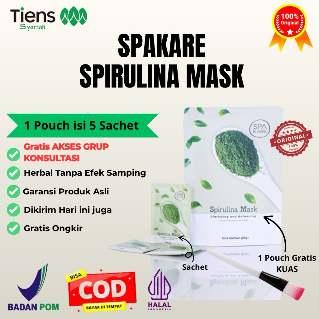 Spakare Spirulina Mask Tiens | Spakare Spirulina Mask | Masker Jerawat Spakare | Masker Spirulina Ti