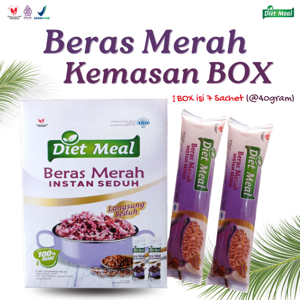 

Dietmeal Beras Merah Instan Seduh Kemasan Dus Box Isi 7 Sachet