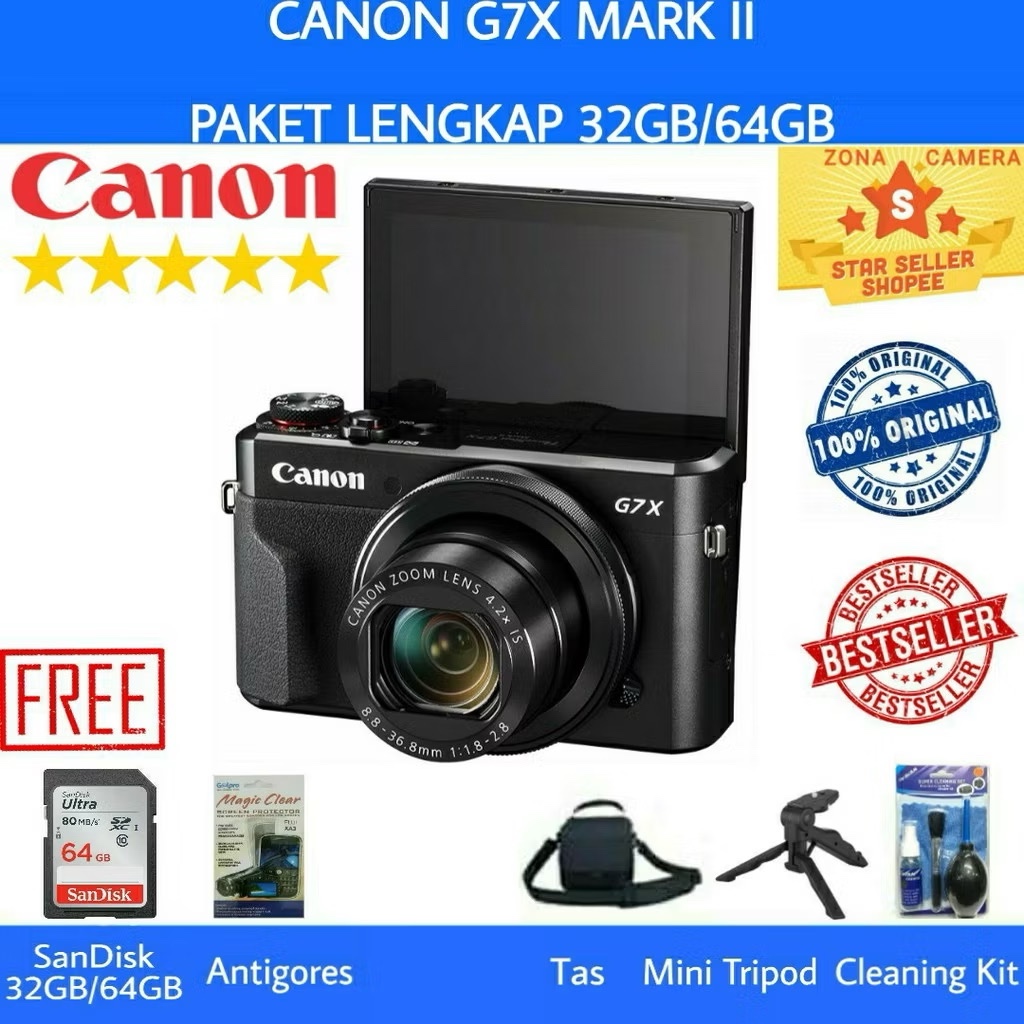 [NEW] CANON POWERSHOT G7X MARK II / MARK 2 / CANON G7X MARK II / CANON G7X II WIFI - PAKET LENGKAP