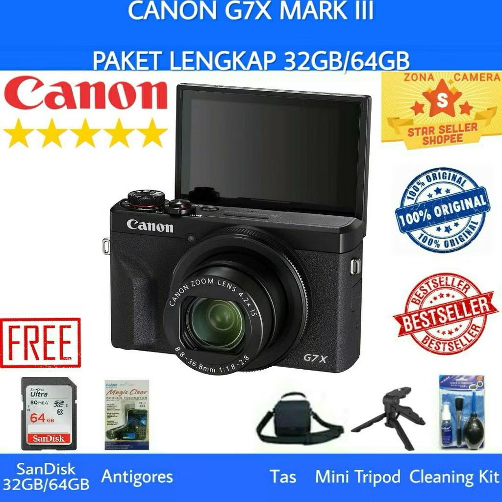 [NEW] CANON POWERSHOT G7X MARK III / MARK 3 / CANON G7X MARK III / CANON G7X III WIFI - PAKET LENGKA