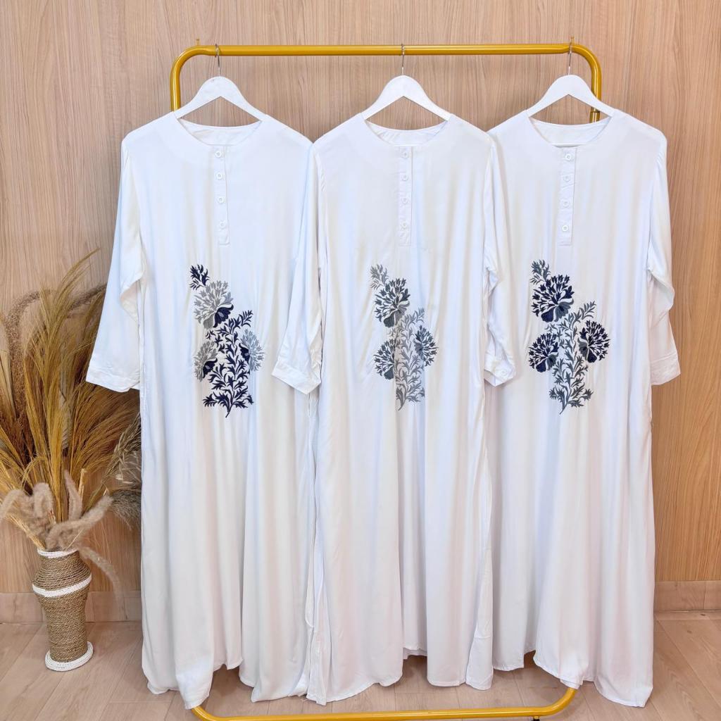 Gamis Jumbo Putih Ld 120 Cm Model Bordir Kekinian