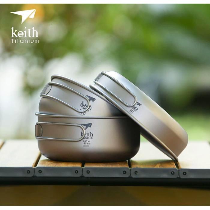 Keith Titanium Ti6053 Pot pan - Nesting alat masak camping Utralight Titanium