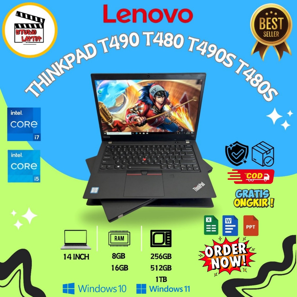 Laptop 14 Inch Lenovo Thinkpad Intel I7 I5 T490 / T480 / T490S / T480S 16GB 512GB