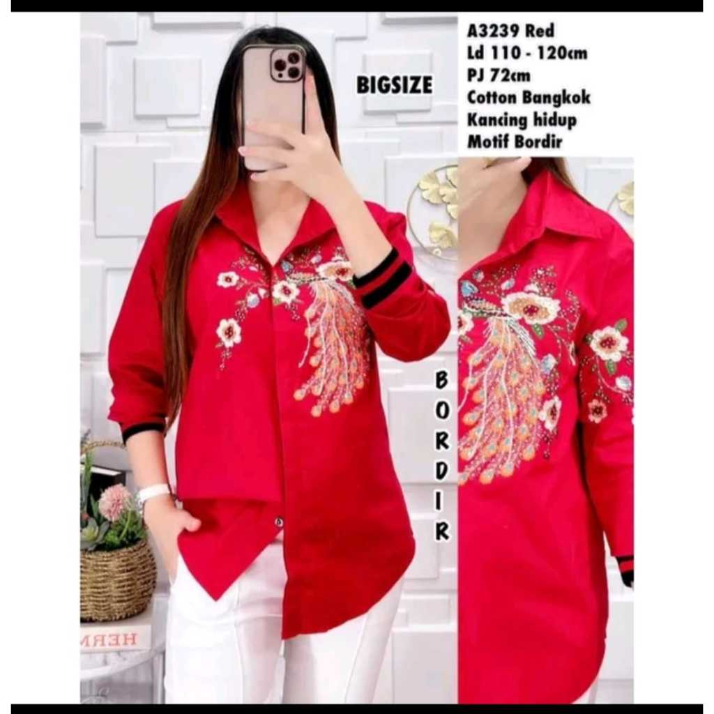 Kemeja atasan wanita katun import motif bunga