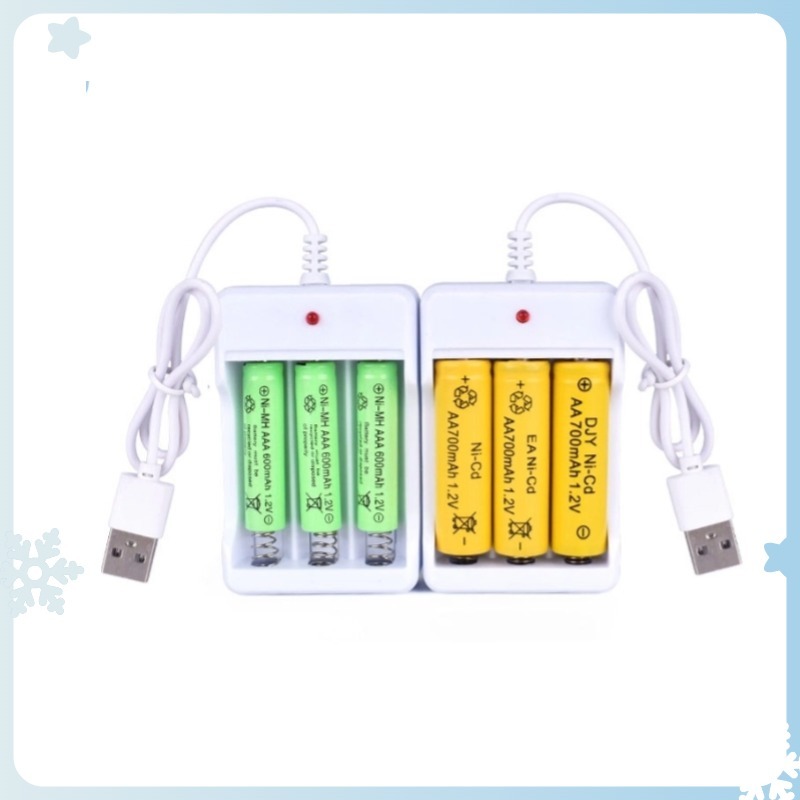 Charger 3 Slot / Baterai Cas / Batre Charger AA dan AAA / Baterai Isi Ulang