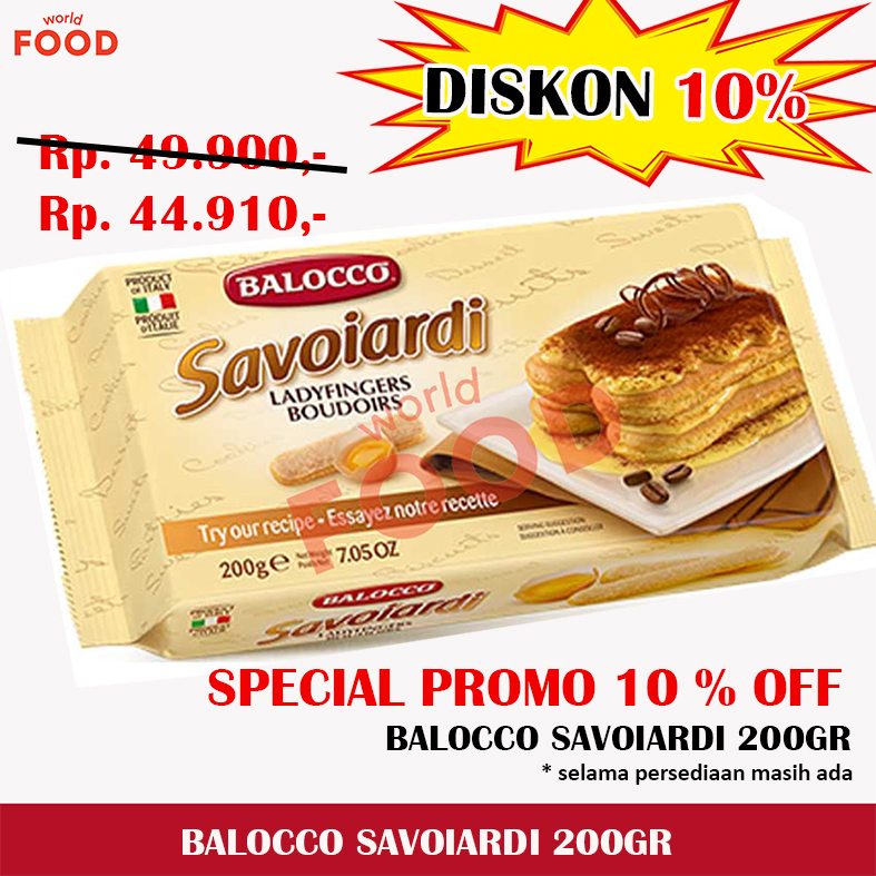 

BALOCCO SAVOIARDI-LADYFINGER 200GR *PROMO DISCOUNT 10%*