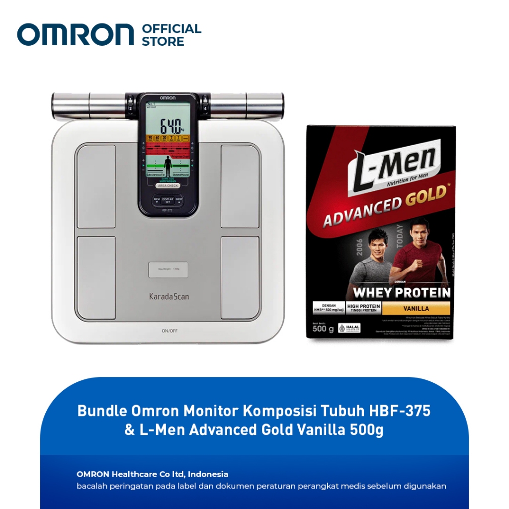 Bundle Omron Monitor Komposisi Tubuh HBF-375 & L-Men Advanced Gold Vanilla 500g