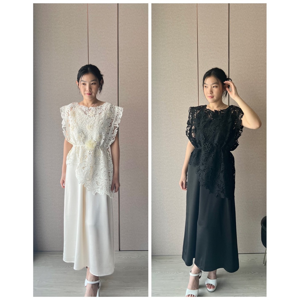 ROSIE DRESS - Asymmetrical lace party rose formal dress