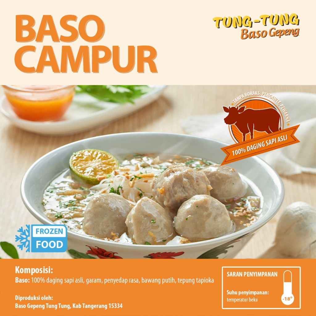 

BASO CAMPUR GEPENG BULAT URAT 100% DAGING SAPI [HALAL]