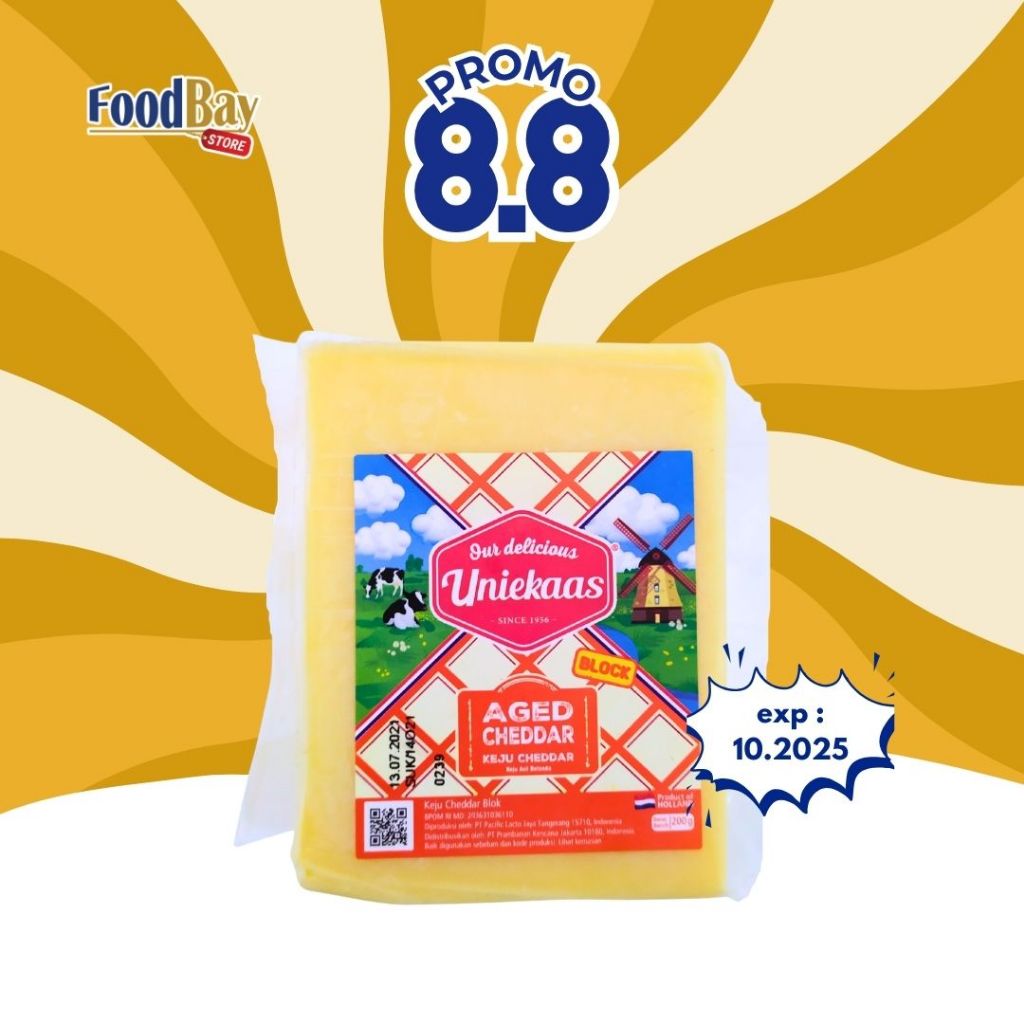 

UNIEKAAS Block Aged Cheddar Cheese 200 Gr / Keju Balok Aged Cheddar 200gr