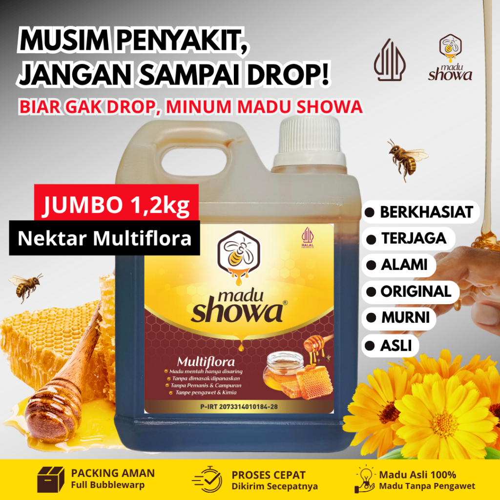 

Madu Showa Madu Murni Multiflora Jumbo 1.2 KG - Original Asli 100 % Dinkes dan Halal