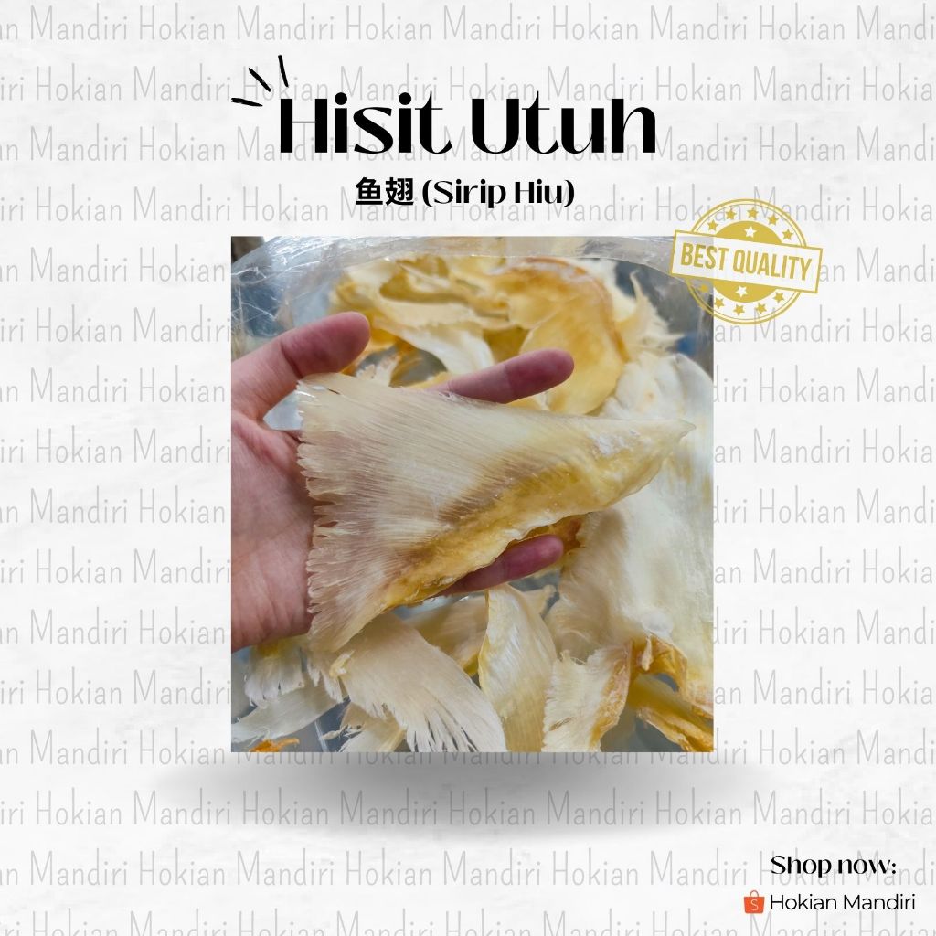 

Sirip hiu kering / Hisit utuh kering / hesit kering / hechi kering 100 gram
