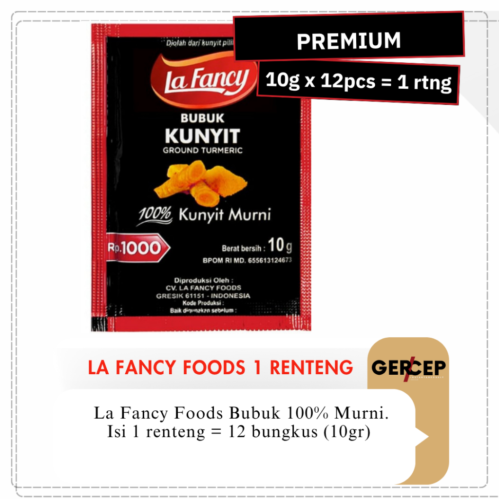 

La Fancy Bubuk Kunyit Murni 1 Renteng isi 12pcs