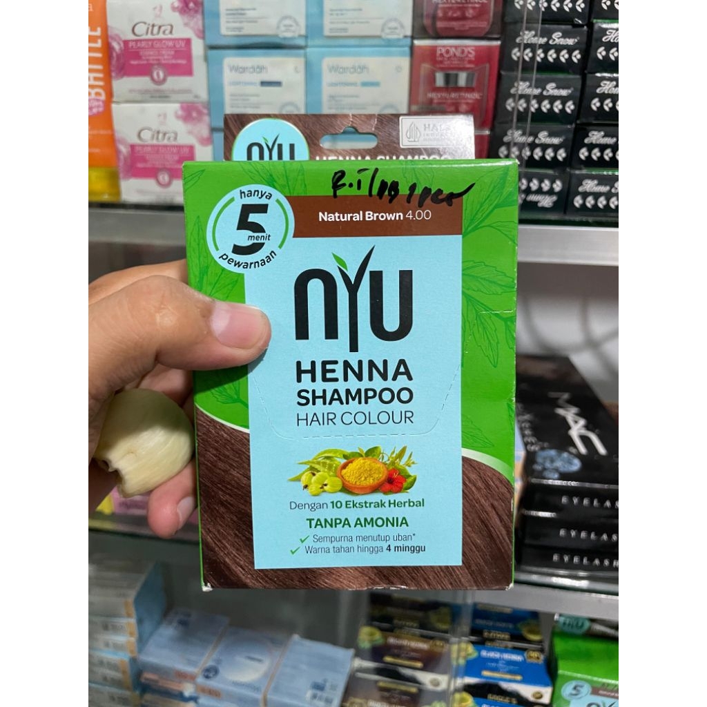 NYU Henna Sampo Pewarna Rambut Natural Brown Sachet 20 ml
