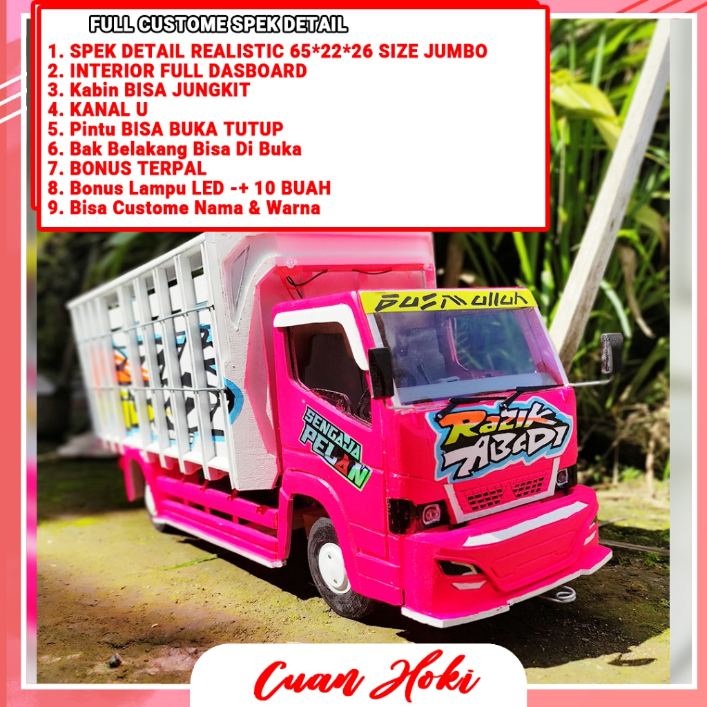 CUAN HOKI MAINAN TRUK OLENG SPESIAL FULL CUSTOME SPEK DETAILING REALISTIC PLUS LAMPU LED TERPAL MAIN