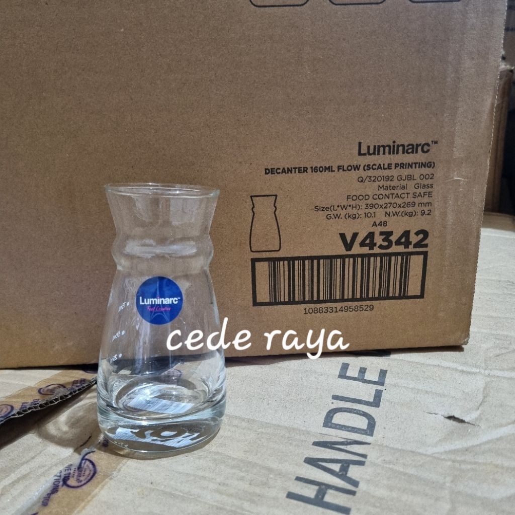 fluid jug luminarc / gelas kopi carafe / gelas server v60 160 ml dijual per 1 bh