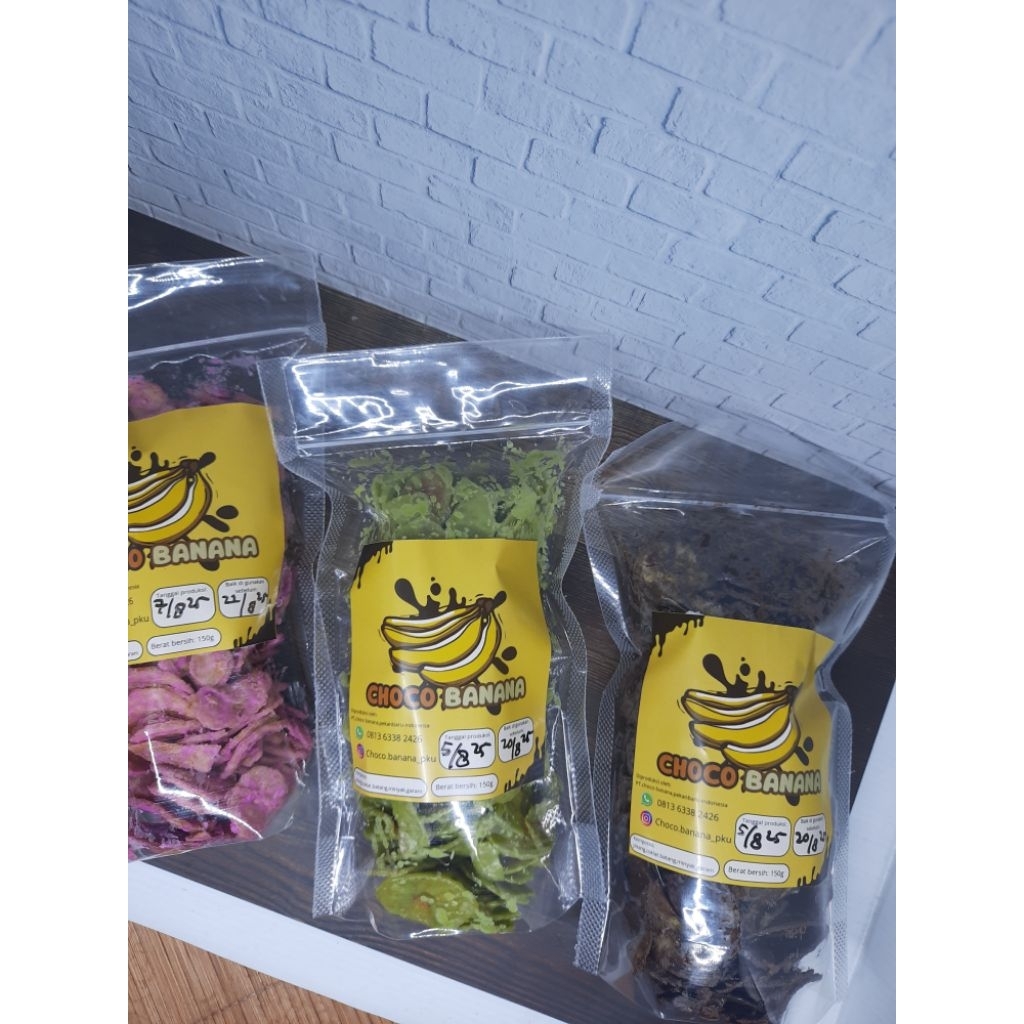 

keripik choco banana 150g/cemilan terkini/coklat lumer