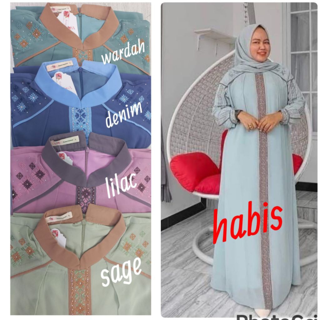 Set Gamis larosa bordir original 05.114 ABAYA  Dress larosa original set Kerudung  /  Gamis abaya La