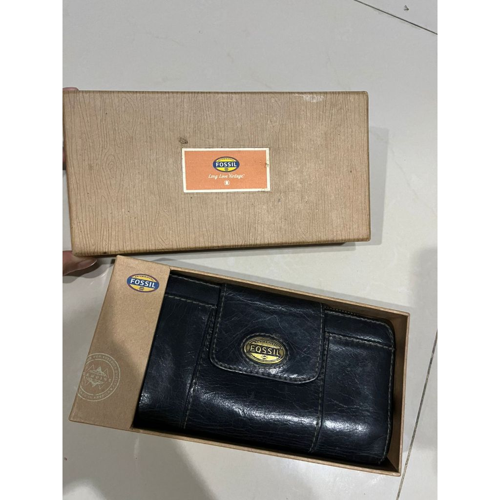 FOSSIL EXPLORER LEATHER WALLET // Black // ORIGINAL