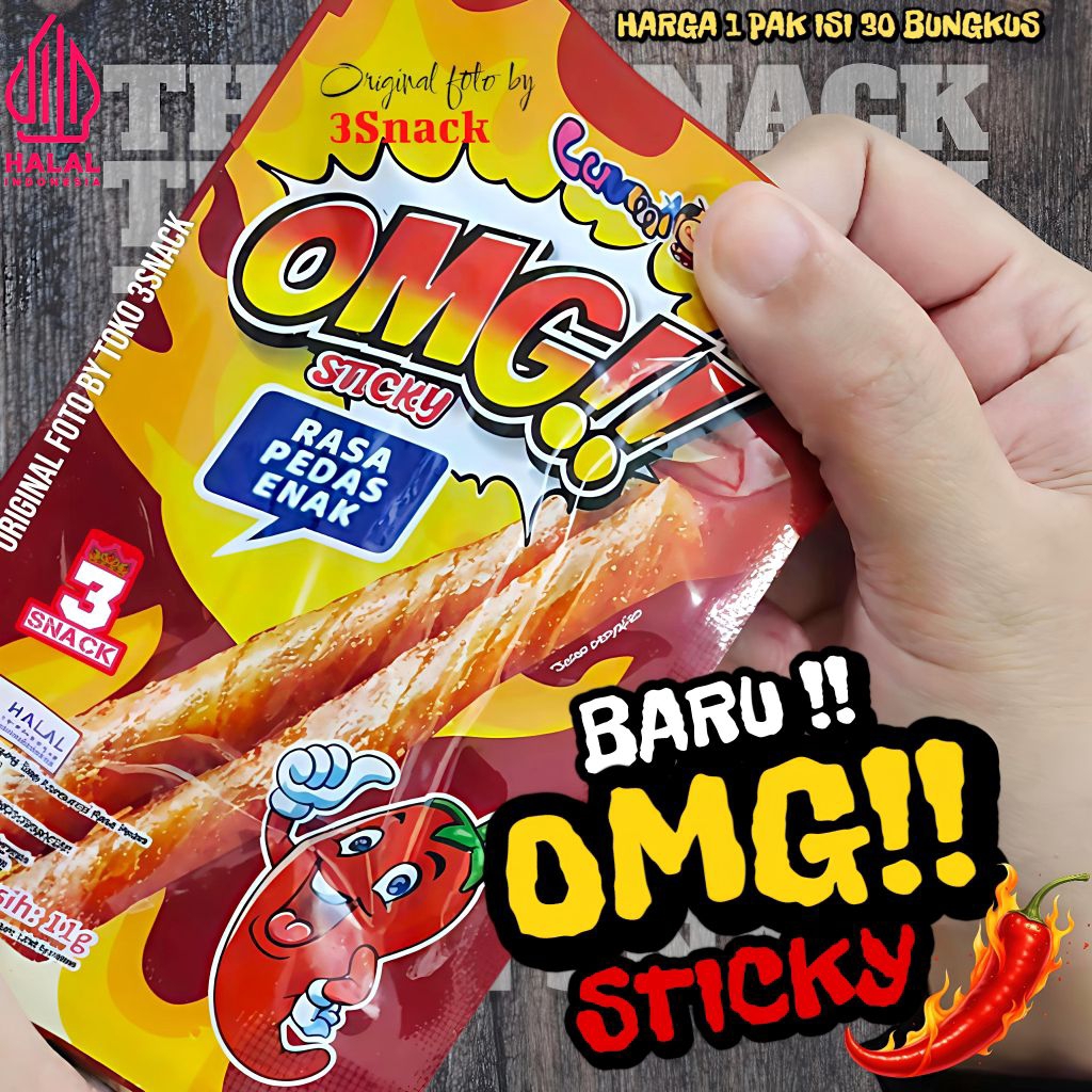 

Snack Pedas OMG Sticky 11g 1 Box Isi 30 Pcs