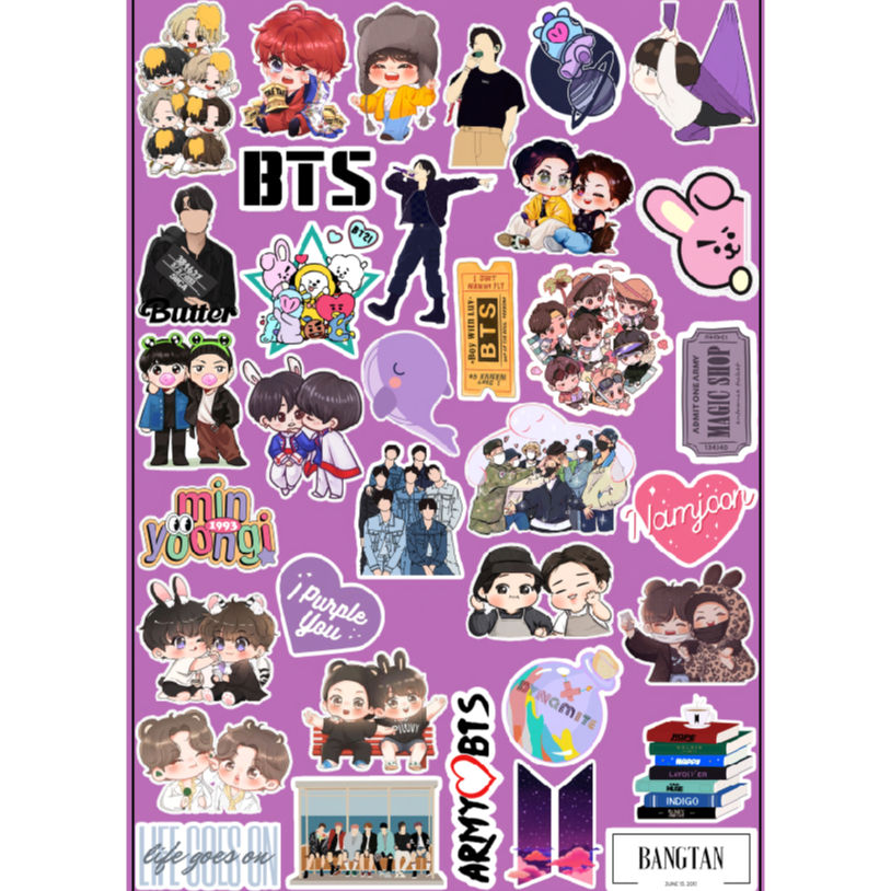 

(35 PCS) STICKER CUTTING BTS WATERPROOF - VOL. 2 | STIKER BTS ARMY BT21 TINYTAN