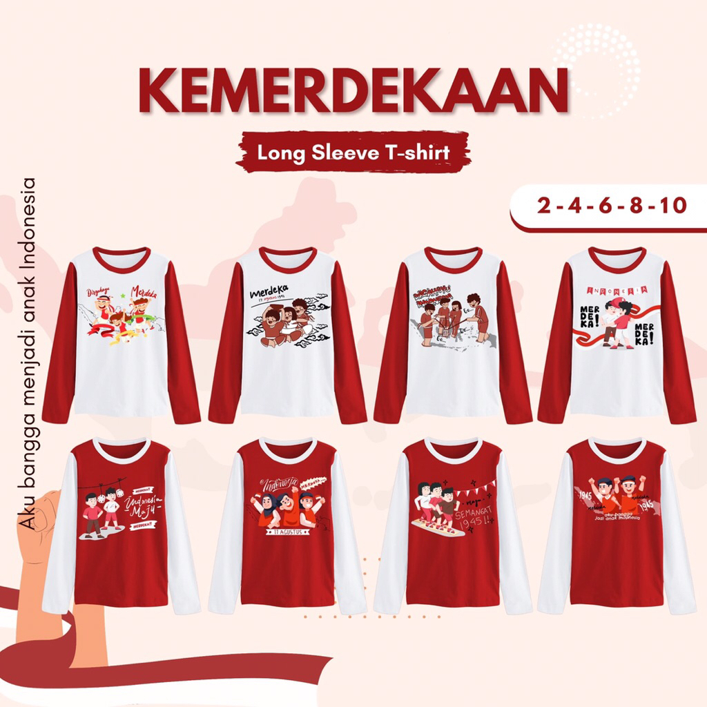 Lumie - Kaos panjang kemerdekaan anak // kaos anak merah putih lengan panjang // kaos lengan panjang