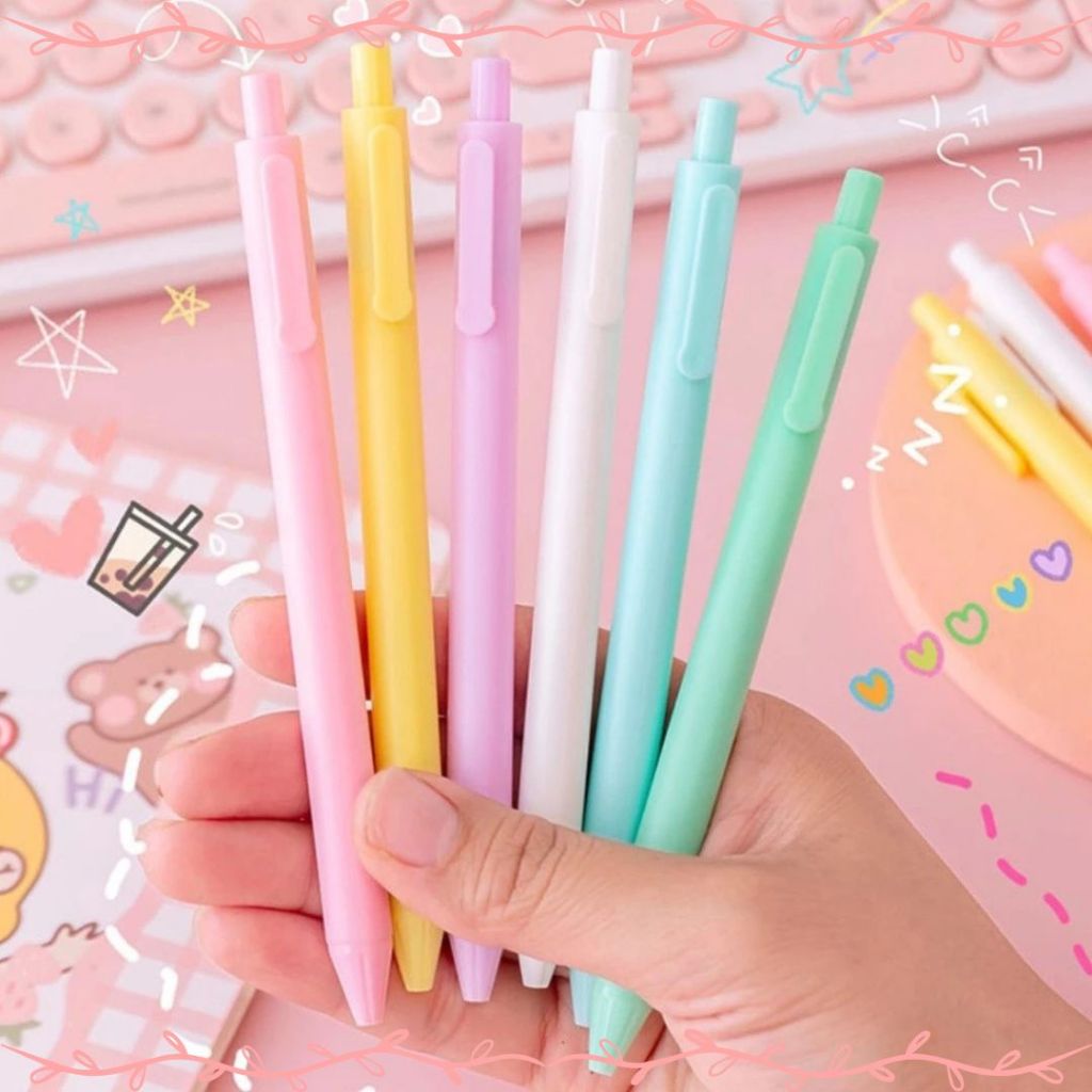 

Pena Cetekan Macaroon Pulpen Warna Pastel Tinta Hitam Alat Tulis Sekolah Kantor Pen Warna Warni Bolpoint Polos Murah