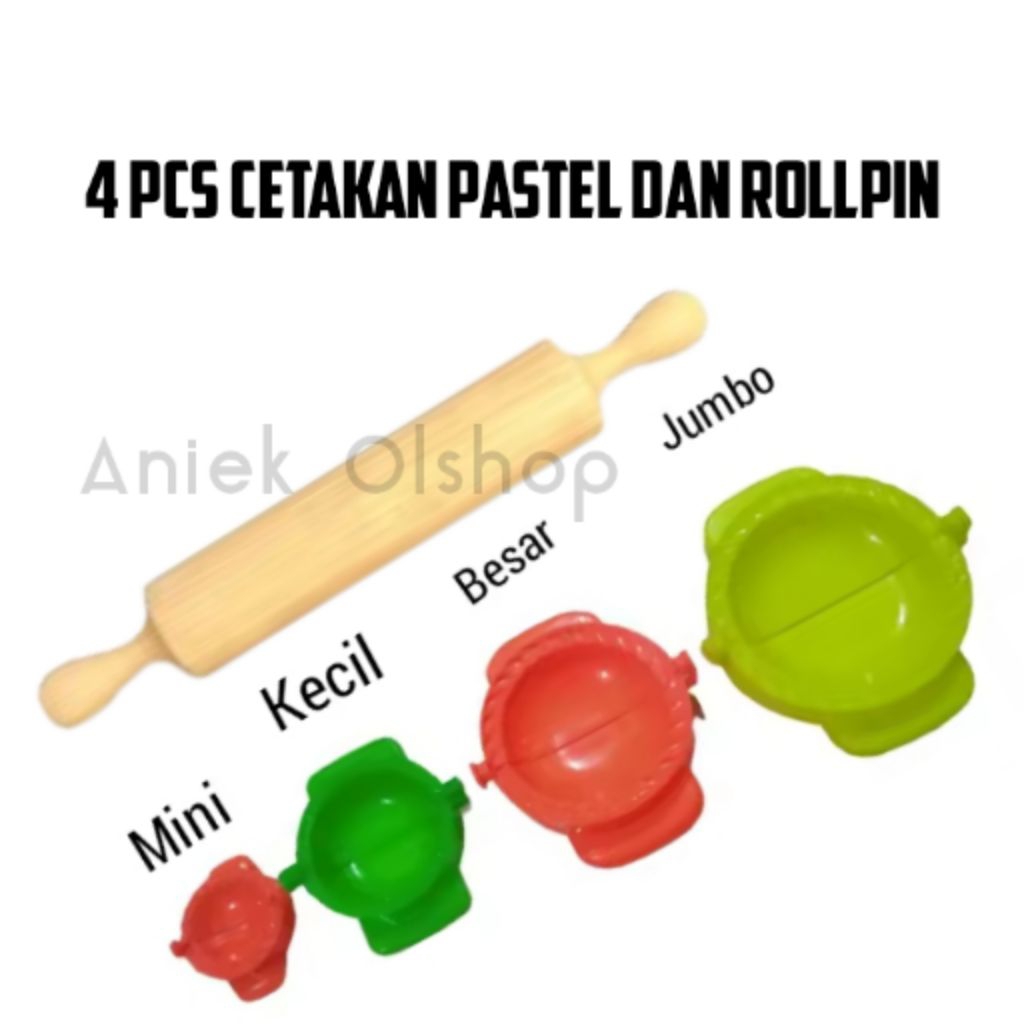 1 Set 4 pcs Cetakan Pastel Ukuran Jumbo Besar Sedang Kecil Dan Rollpin