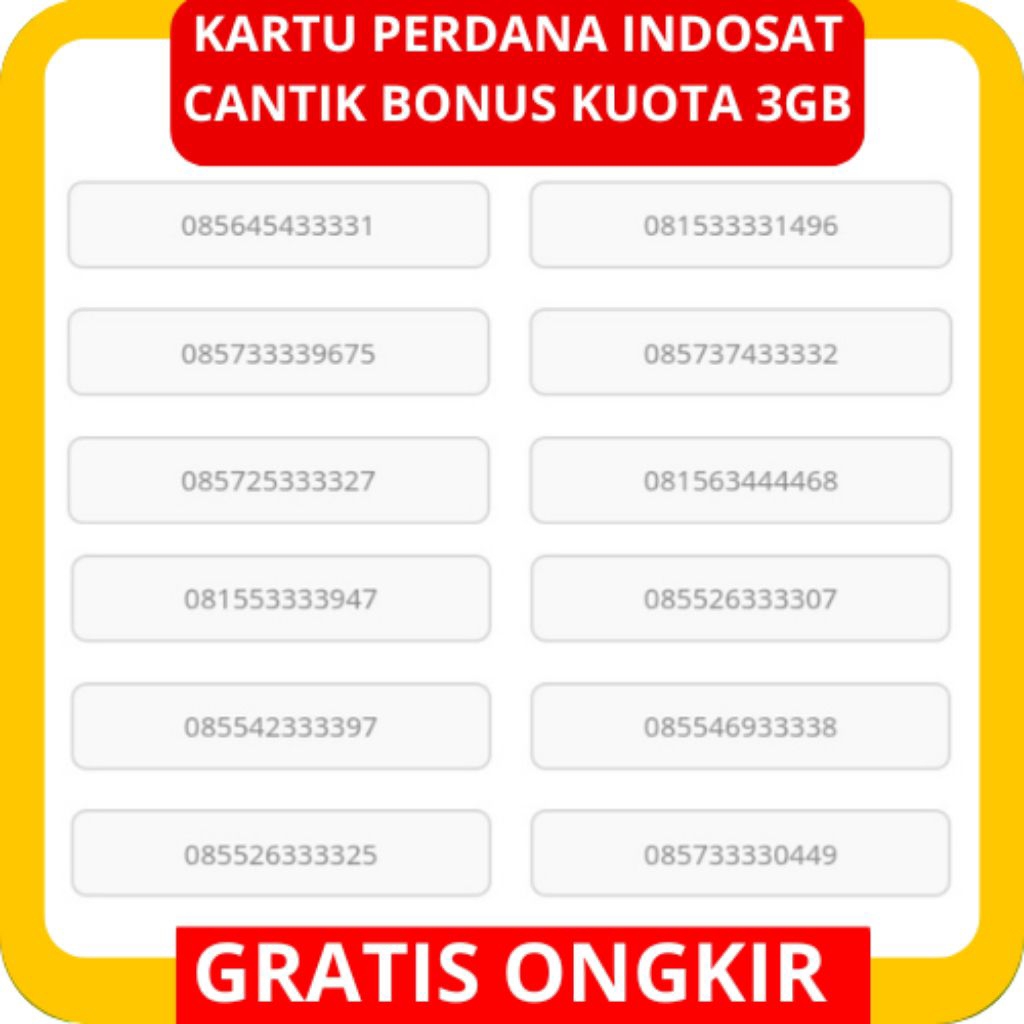 KARTU PERDANA INDOSAT  CANTIK KUOTA INDOSAT MURAH