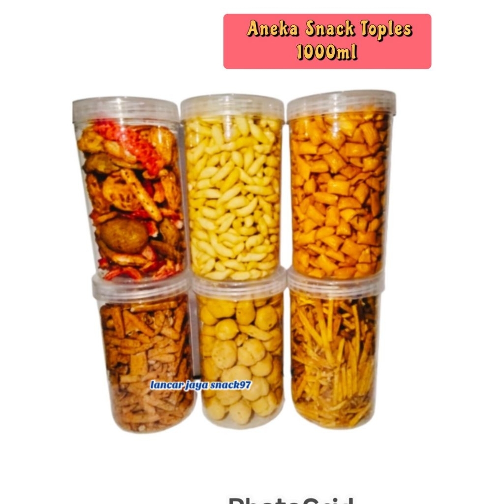 

Aneka Snack jajanan toples 1000ml / free packing kardus dan bubblewrap
