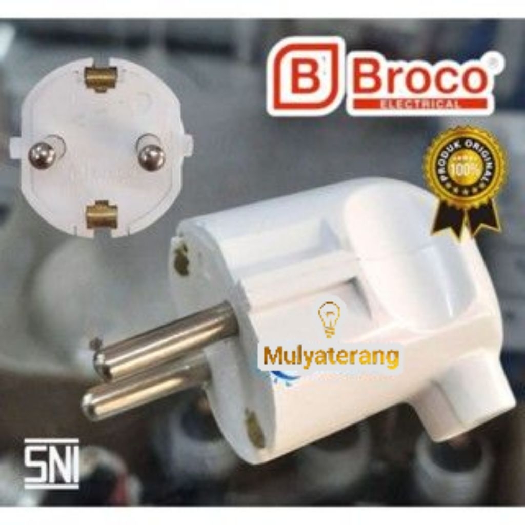 Broco Steker Arde Bengkok Putih 13312 Kepala Colokan Listrik