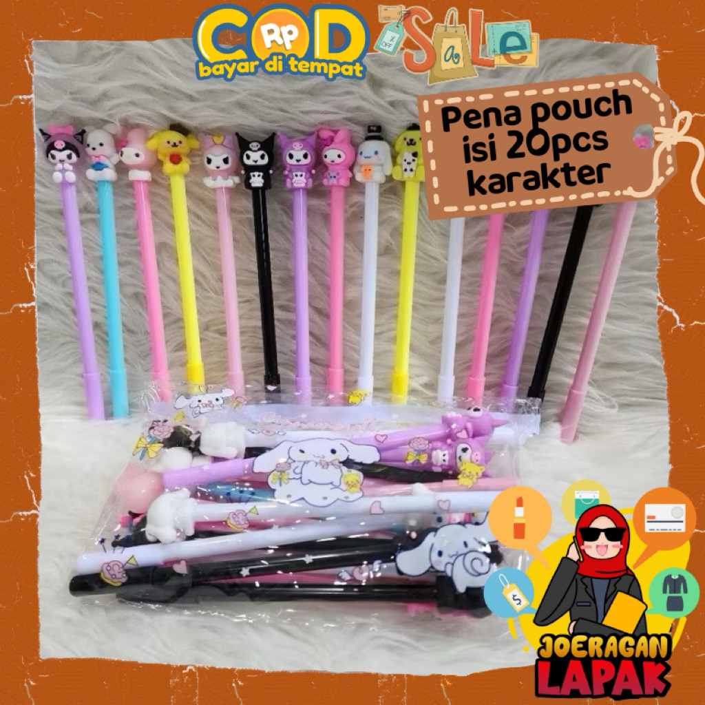 

⭐️JOERAGAN LAPAK⭐️ (ISI 20 PCS) BULPEN POUCH KARAKTER SANRIO LOTSO BULPOINT GEL PENA KARAKTER ANAK KARET PULPEN PEN